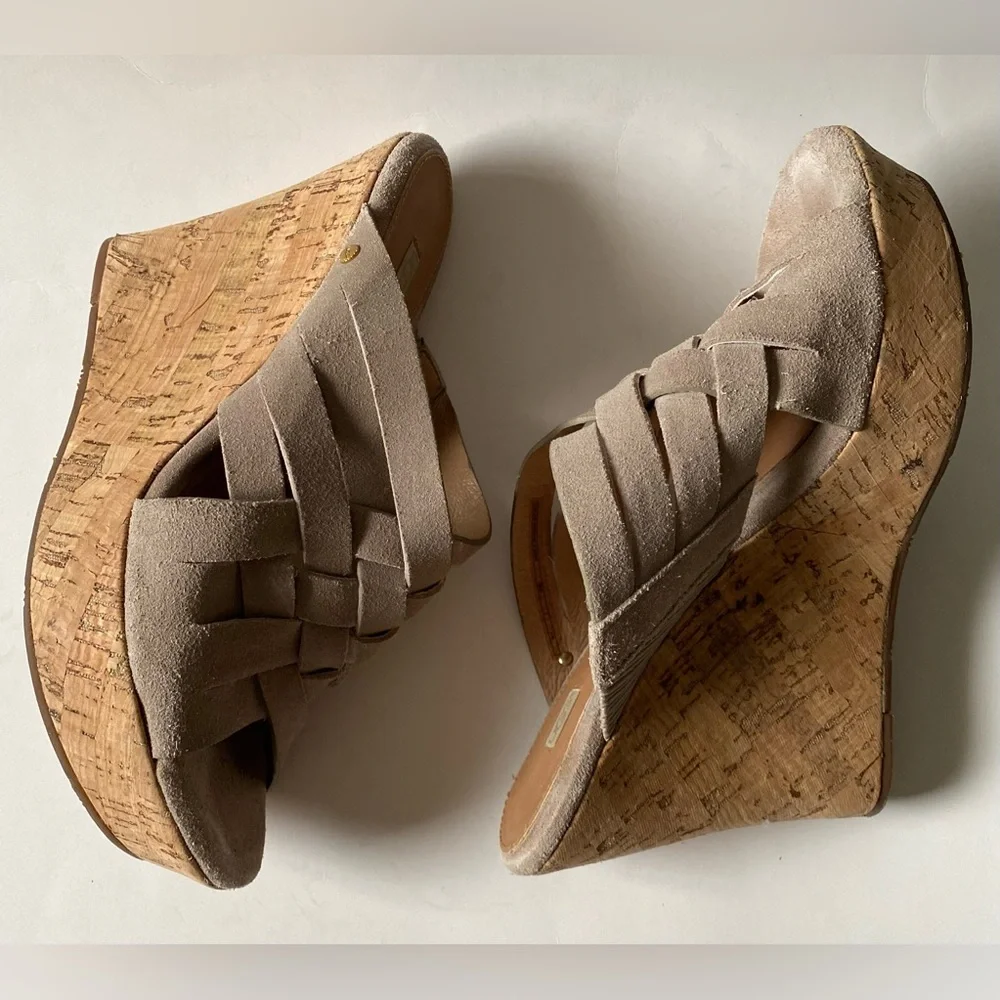 UGG Marta Cork Wedge Platform Sandals Grey Suede Size W 9 - Picture 5 of 11